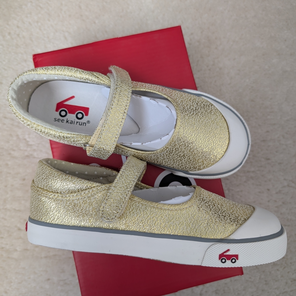 See Kai Run Gold Dress Shoes with Mary Jane Style